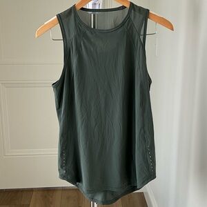 Lululemon Olive Green Mesh Back Sleeveless Running Tank Top